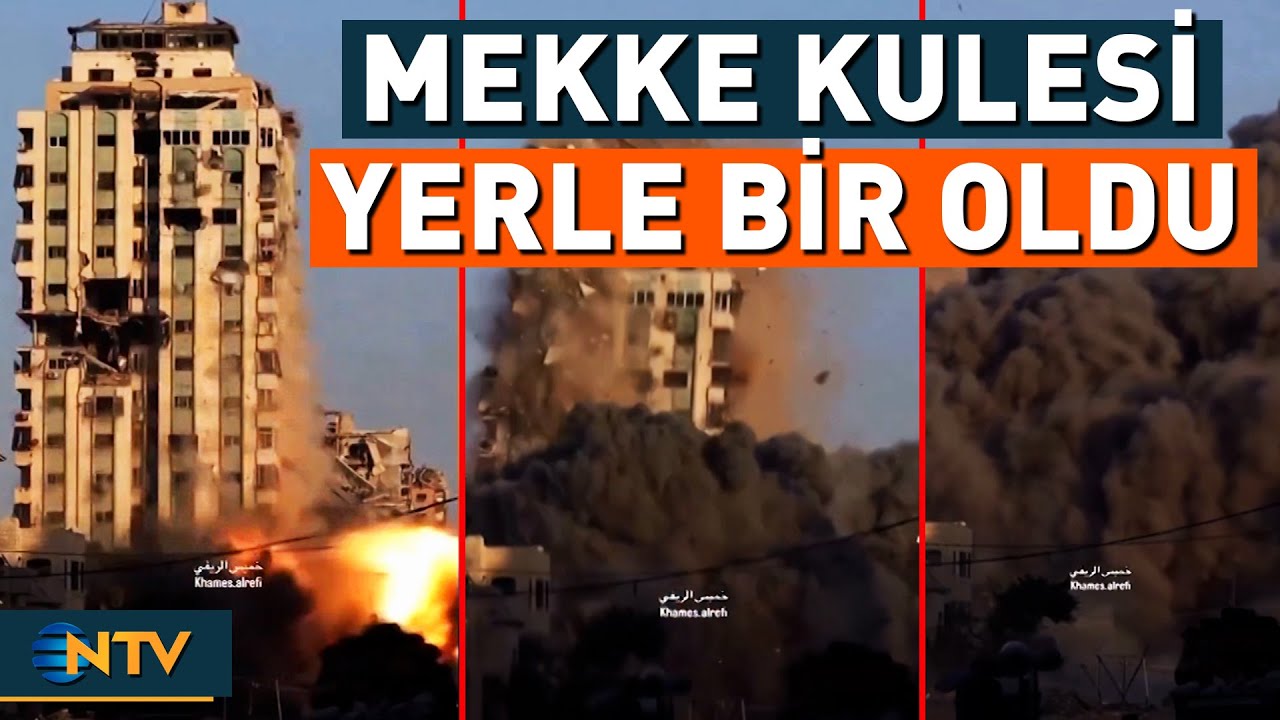 İsrail'in Hedef Aldığı Mekke Kulesi Saniyeler İ&ccedil;inde Yerle Bir Oldu | NTV