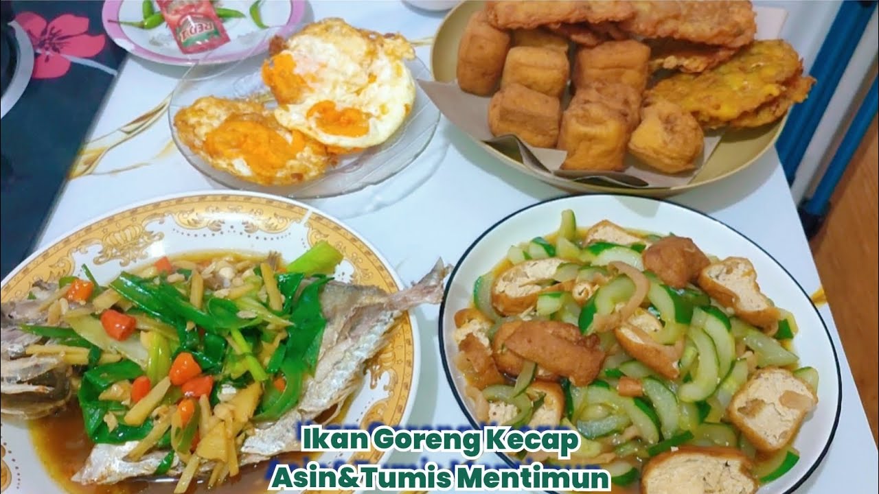 Resep Ikan Goreng Kecap Asin &Tumis Mentimun ‼️Sauteed Cucumber and Fried Fish in Light Soy Sauce 