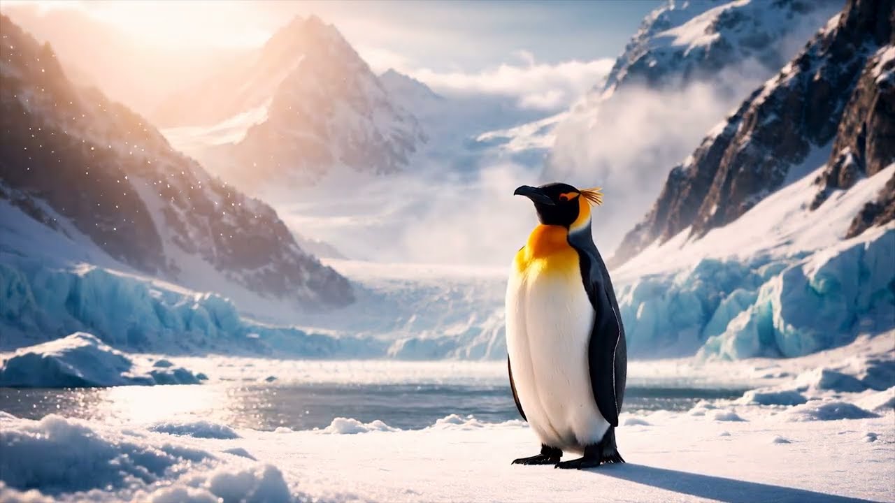 🐧Majestic Penguin in the Frozen World ❄️ LONE EMPEROR   | Cinematic 4K Background/Antarctica Ambient