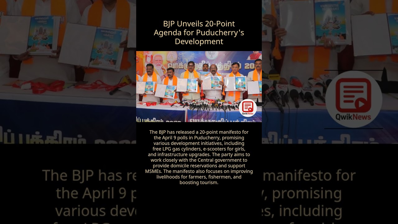 BJP's 20-Point Agenda for Puducherry's Development