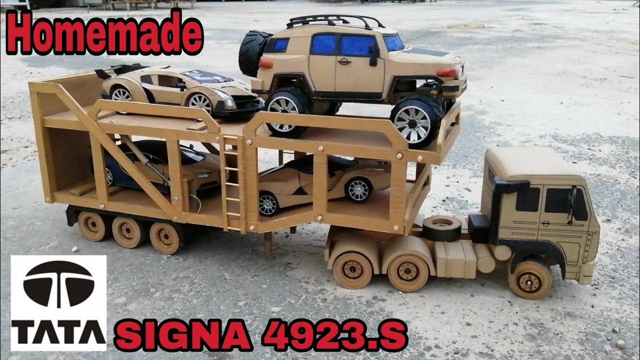 How to make TATA Heavy Carrier truck from cardboard / Automatic loading/unloading