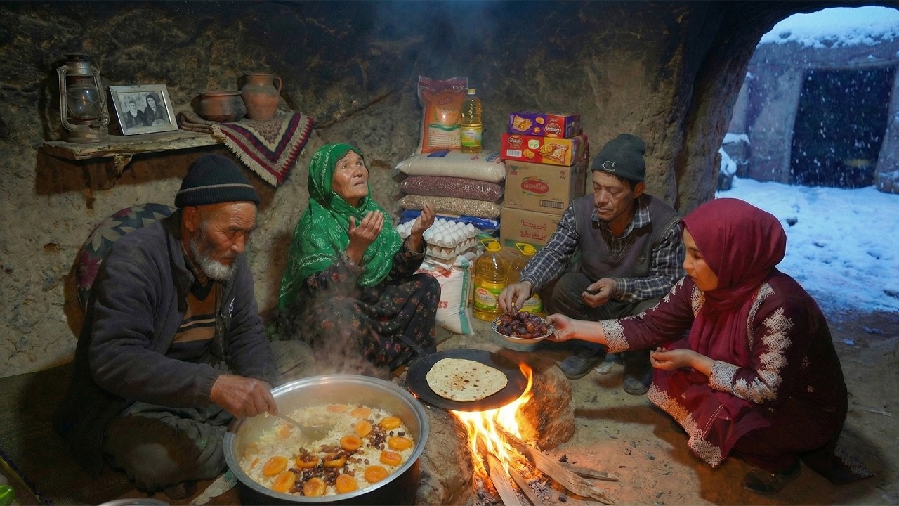 RAMDAN SURVIVAL: Receiving a Rare Ramadan Gift & Giant Iftar Feast in a Remote Snowy Cave