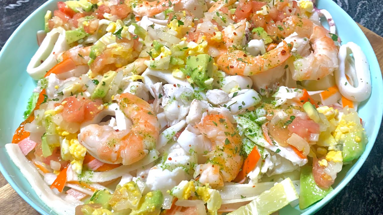ENSALADA DE PESCADOS Y MARISCOS 🍅🐟🦐