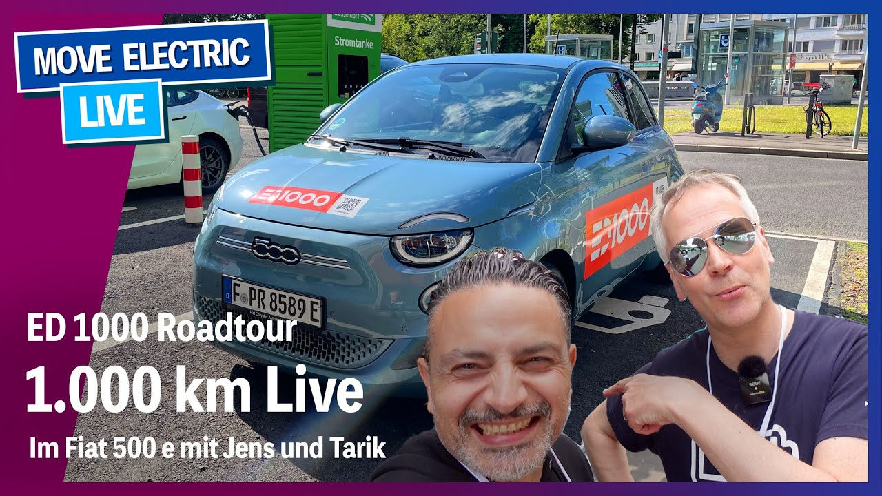 1.000 km mit dem Fiat 500 e - Live mit Jens und Tarik von der Strecke der ED1000