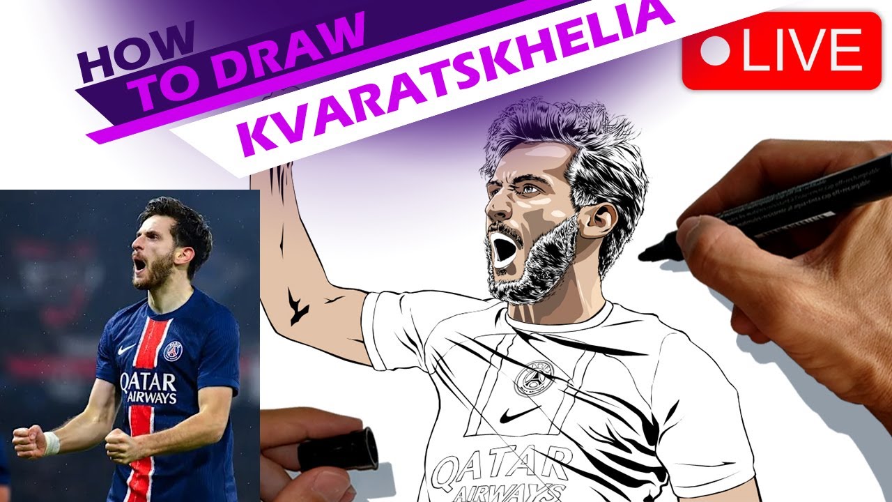 Khvicha Kvaratskhelia, Paris Saint-Germain player - How to draw