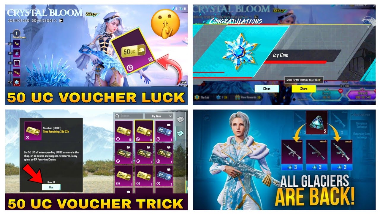 🔴Free ump Glacier crate opening Trick // 10 UC luck ump glacier //Crystal Bloom Crate Opening Trick