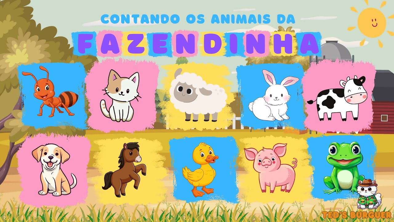 Vamos Contar os Animais da Fazendinha com Ted's Burguer! 🐮🐷 Aprenda Brincando