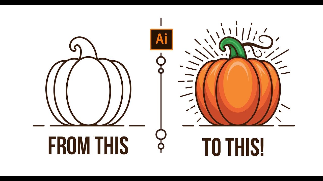 How to create a vector cartoon Pumpkin Using adobe Illustrator