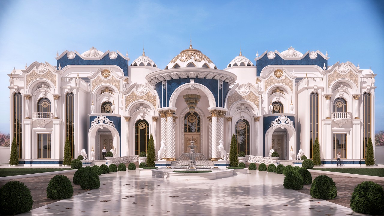 القصر الأزرق على الطراز الكلاسيكي الفانتزي , Blue Palace - classic fantasy style