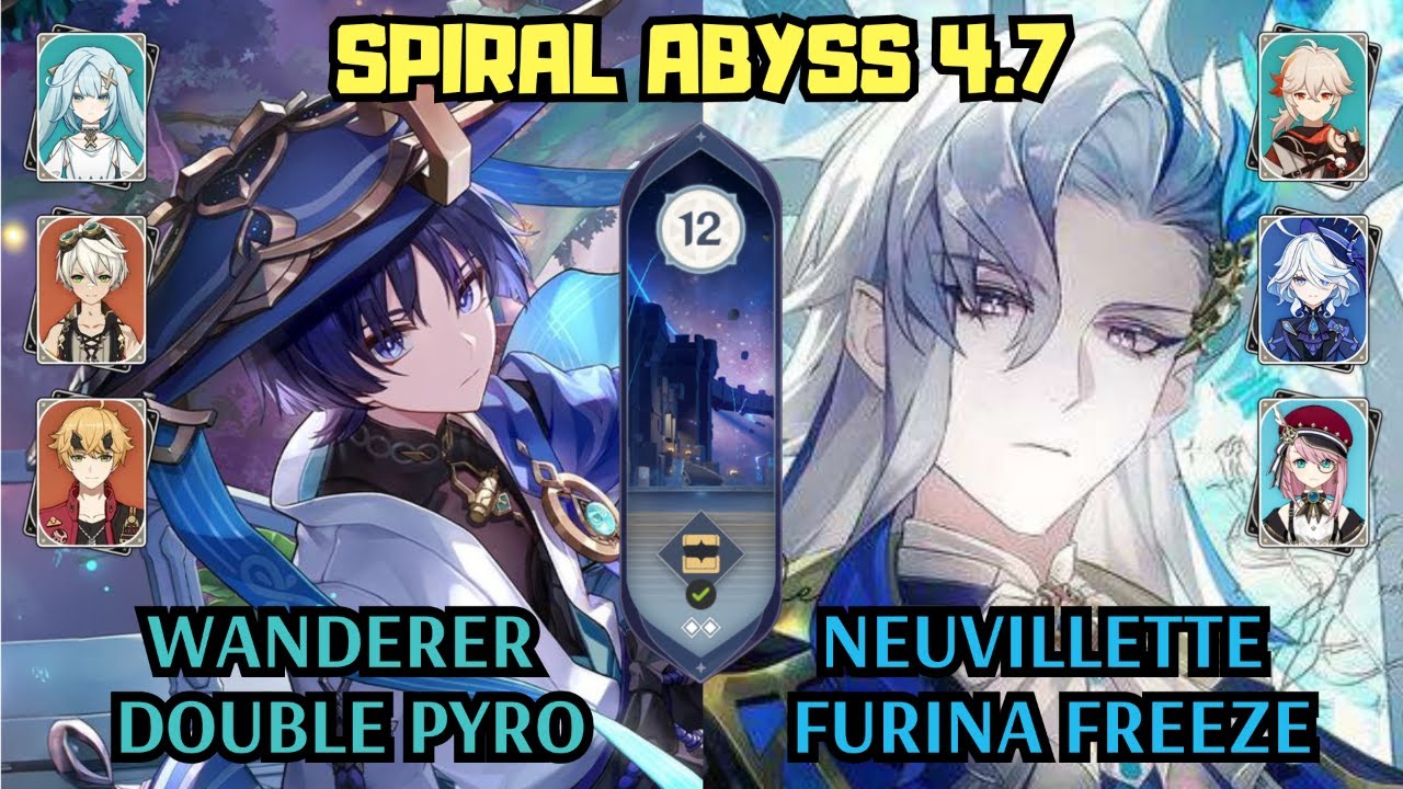 C0 Wanderer Double Pyro & C0 Neuvillette Furina Freeze | 4.7 Spiral Abyss Floor 12 | Genshin Impact