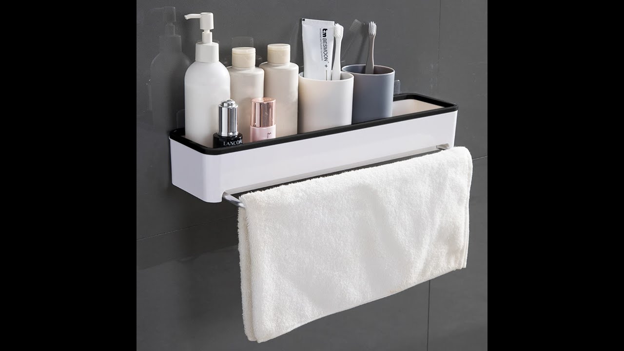 #hokipo#selfadhesive Hokipo MagicSticker Plastic Kitchen and Bathroom Shelf withTowel Napkin holder