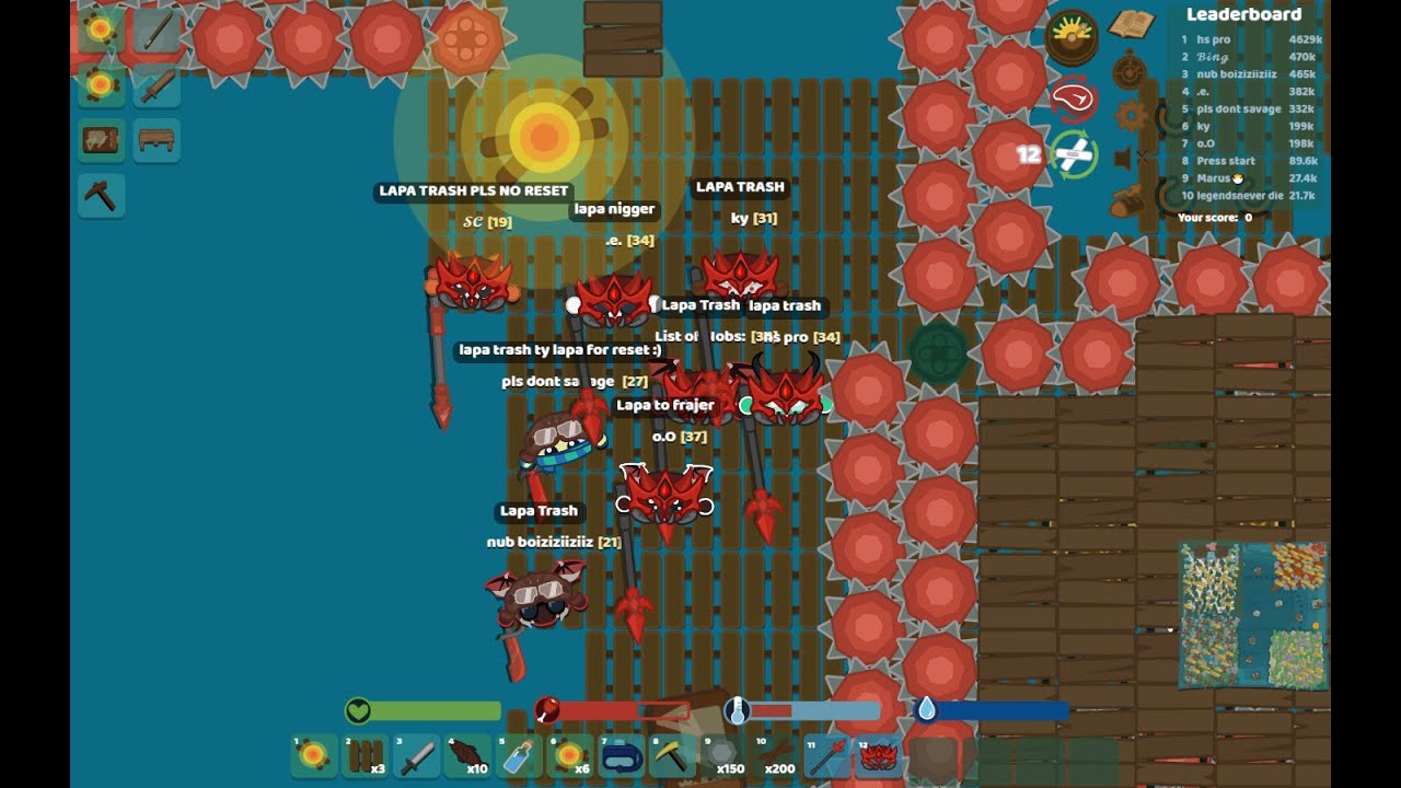 Starve.io| Amazing raid for 3 million // and HS 5 million (Lapa Trash Reset)