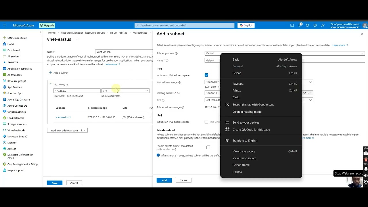 Create a Windows VM + RDP + Initialize/Format a Data Disk