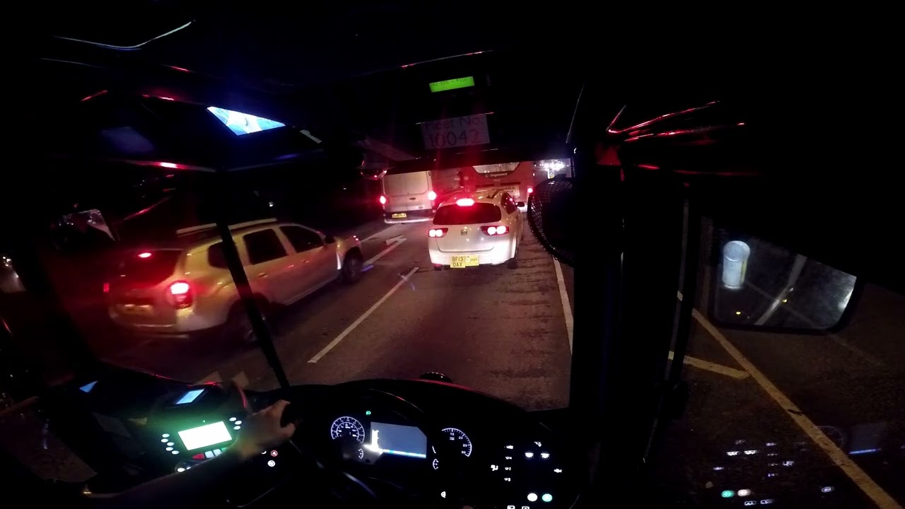 Drivers View - Route 42 Stockport to Piccadilly - Evening Trip - Unedited - Fleet Number 10042