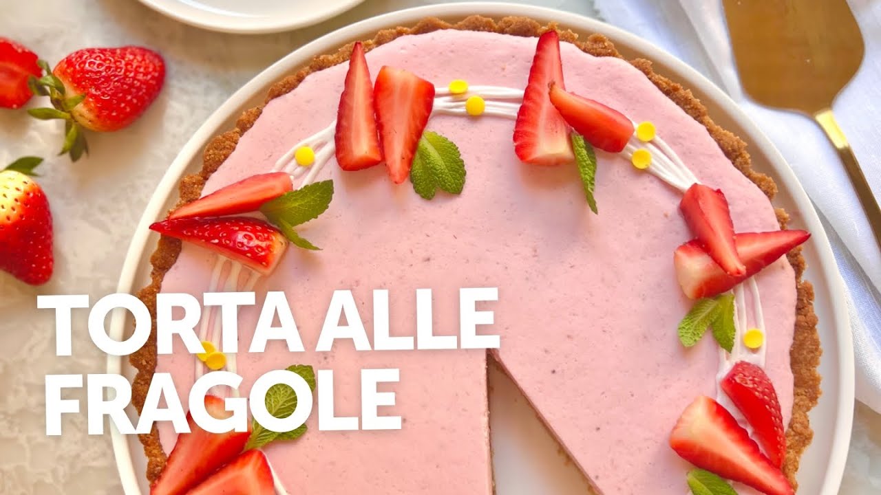 Biscotti, panna, yogurt e fragole 🍓  Pochi ingredienti per una TORTA FACILE e VELOCE