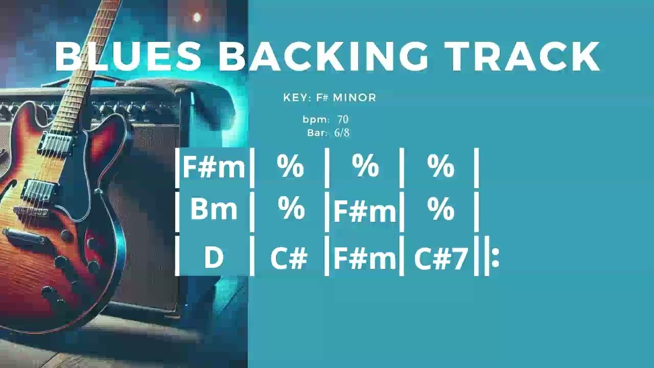 Blues Backing Track in F# Minor B.B. King Style 70 BPM 6/8