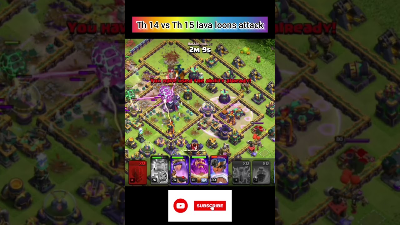 Th 14 vs Th 15 lava loons attack strategy #gamingrascal #clashofclans#shorts