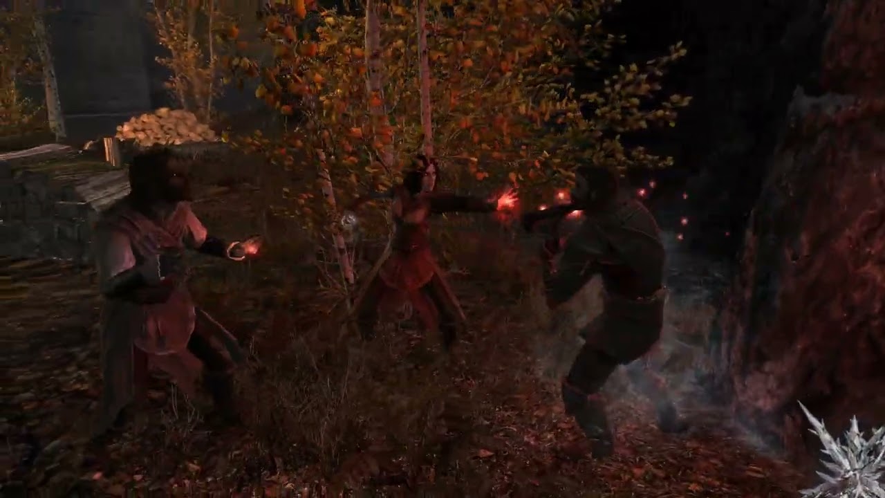 Skyrim Battles - Celann, Durak & Serana vs Nightmaster Vampire & 2 Nightlord Vampires