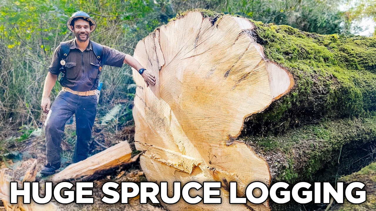 Logging MASSIVE 150ft Tall Spruce Trees!