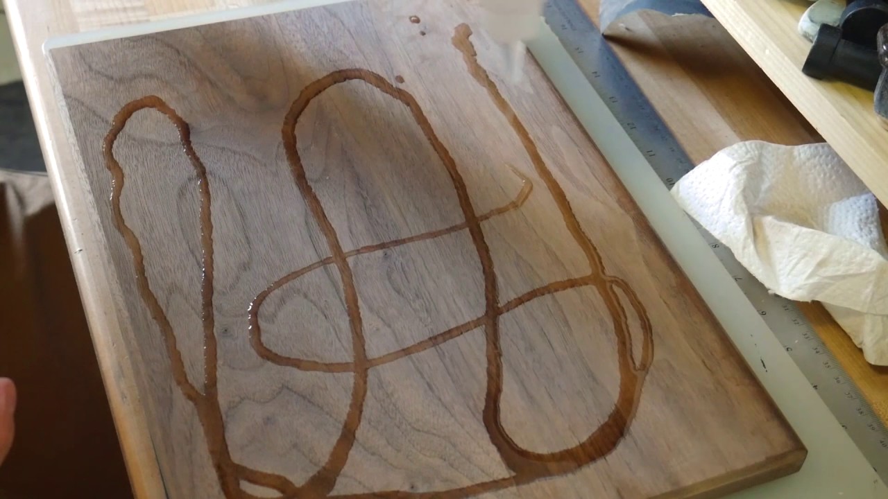 Walnut cutting board made with hand tools