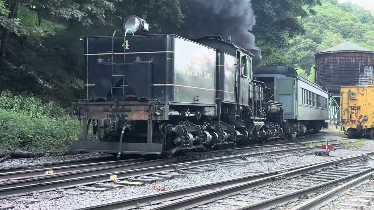 Shay 4 pulling into Cass Shops ft. a beautiful Lima 5 Chime Whistle