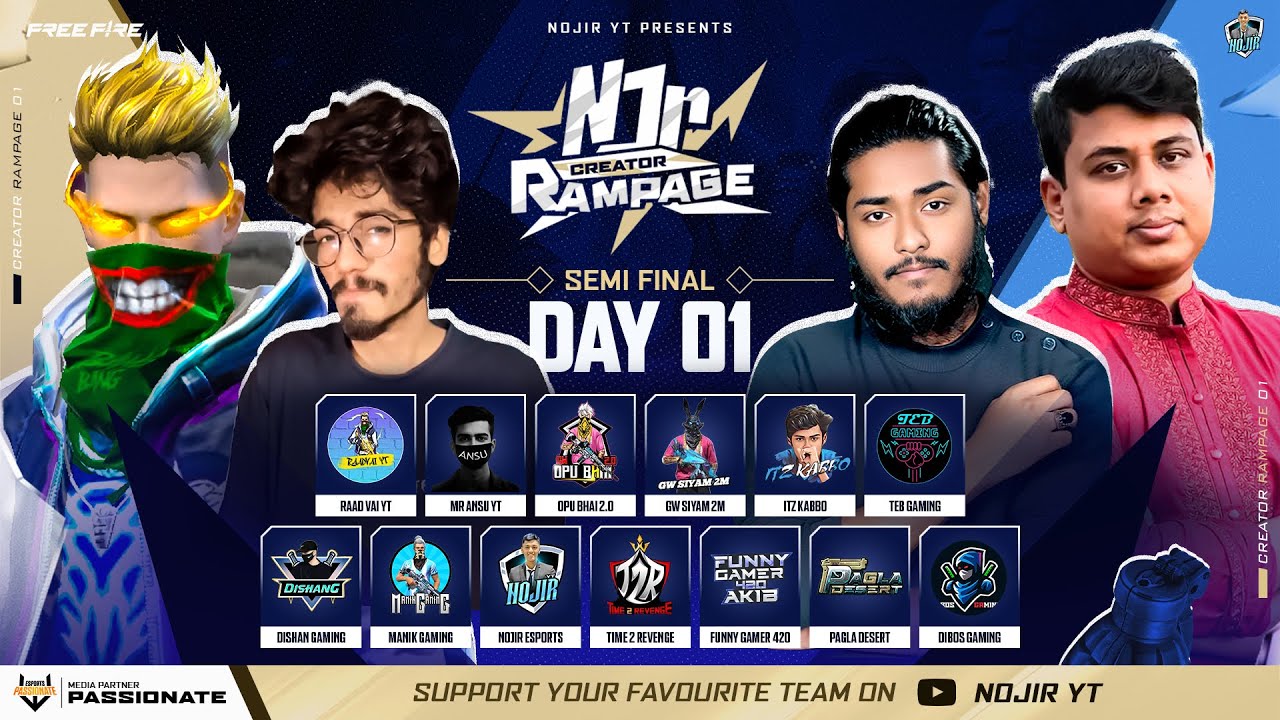 [🔴LIVE] NJR CREATOR RAMPAGE | SEMI FINAL 1 FT @raadvaiyt829 @ItzKabbo @TEBGamingOfficial