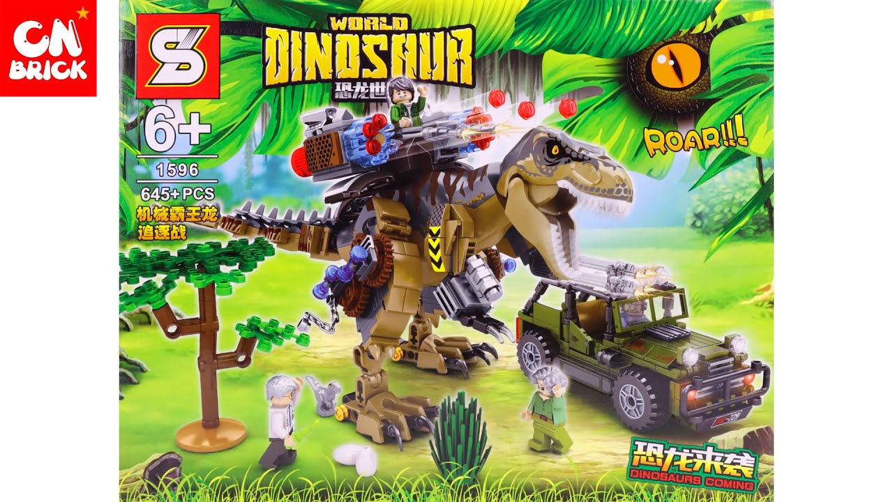Unoffical LEGO T REX DINOSAURS JURASSIC MECH ROBOT FULL WEAPONS SY1596 Unofficial LEGO SPEED BUILD