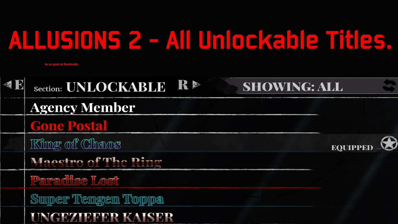 (ALLUSIONS 2) All Unlockable Titles