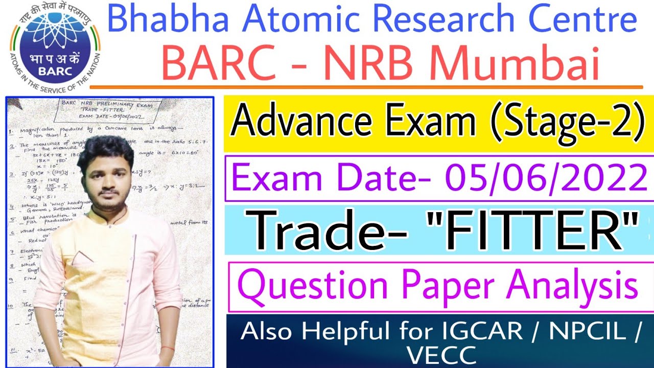 BARC NRB Fitter Question Paper 05/06/2022 | BARC NRB Fitter Question Paper 2022 | BARC Fitter Paper