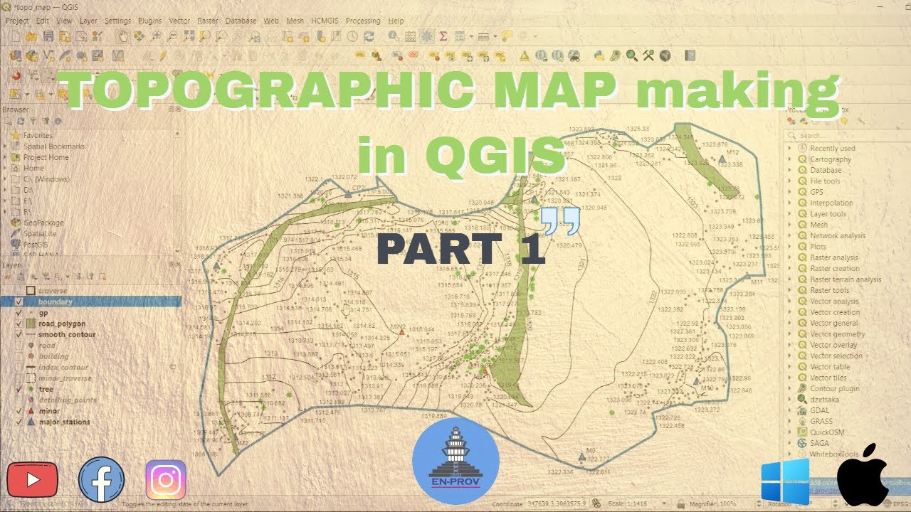 Topographic Map in QGIS | Survey camp | IOE | part I