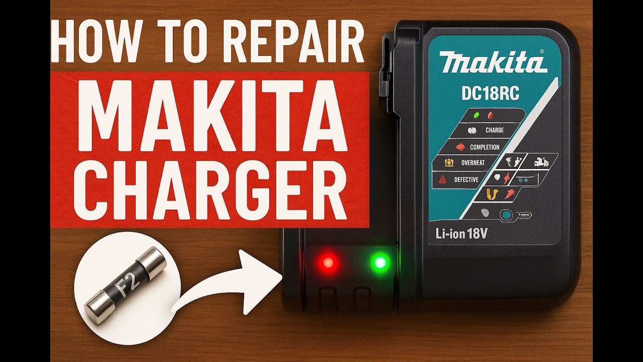 Makita Battery Charger Repair Flashing Red and Green F2 fuse replacement