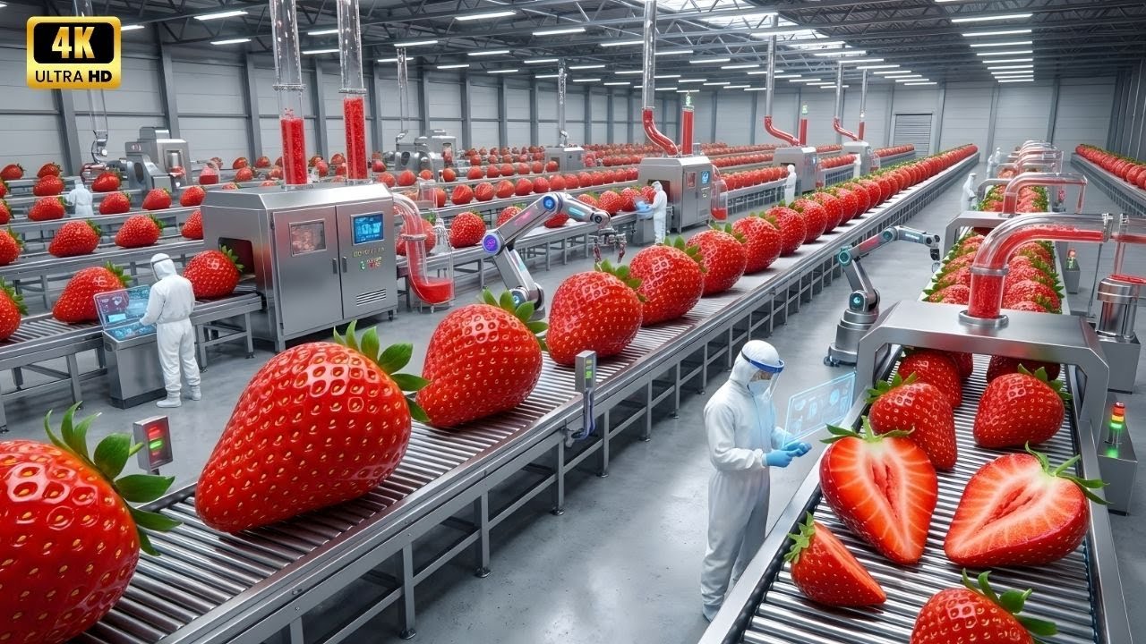 Inside a Modern Strawberry Jam Factory: From Fresh Strawberries to Finished Jam Jars (Full Process)