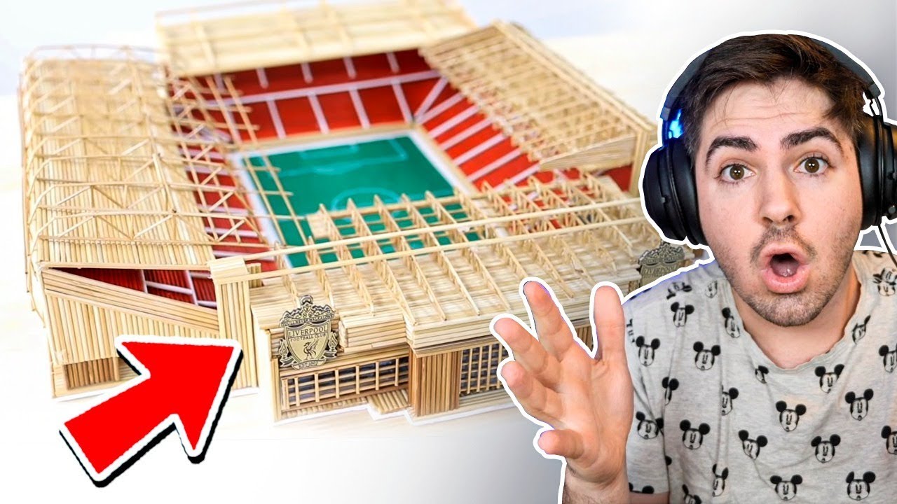 FICOU PERFEITO! CONSTRUINDO O ESTADIO DO LIVERPOOL COM PALITOS DE MADEIRA!!!
