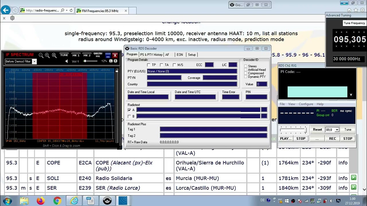 FM DX Es - 120619 1609UTC - 95.3 SER (E) Lorca/Castillo (MUR-MU) 1kW 1840km 234&deg;