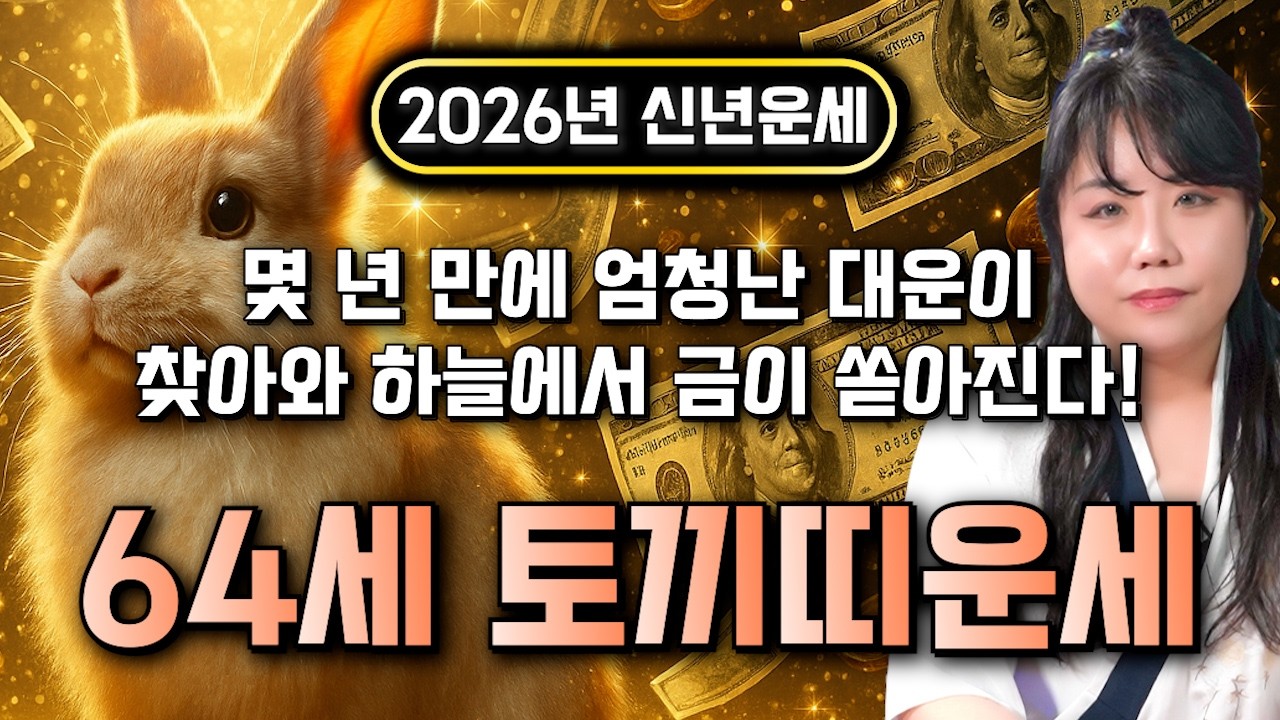 꼭 시청하세요..!! 2026년 1963년생 64세 토끼띠운세 배신당했던 모든날을 보답받습니다! 63년생 토끼띠의 운명과 평생의 운세 / 2026년 병오년 64세 토끼띠 운세