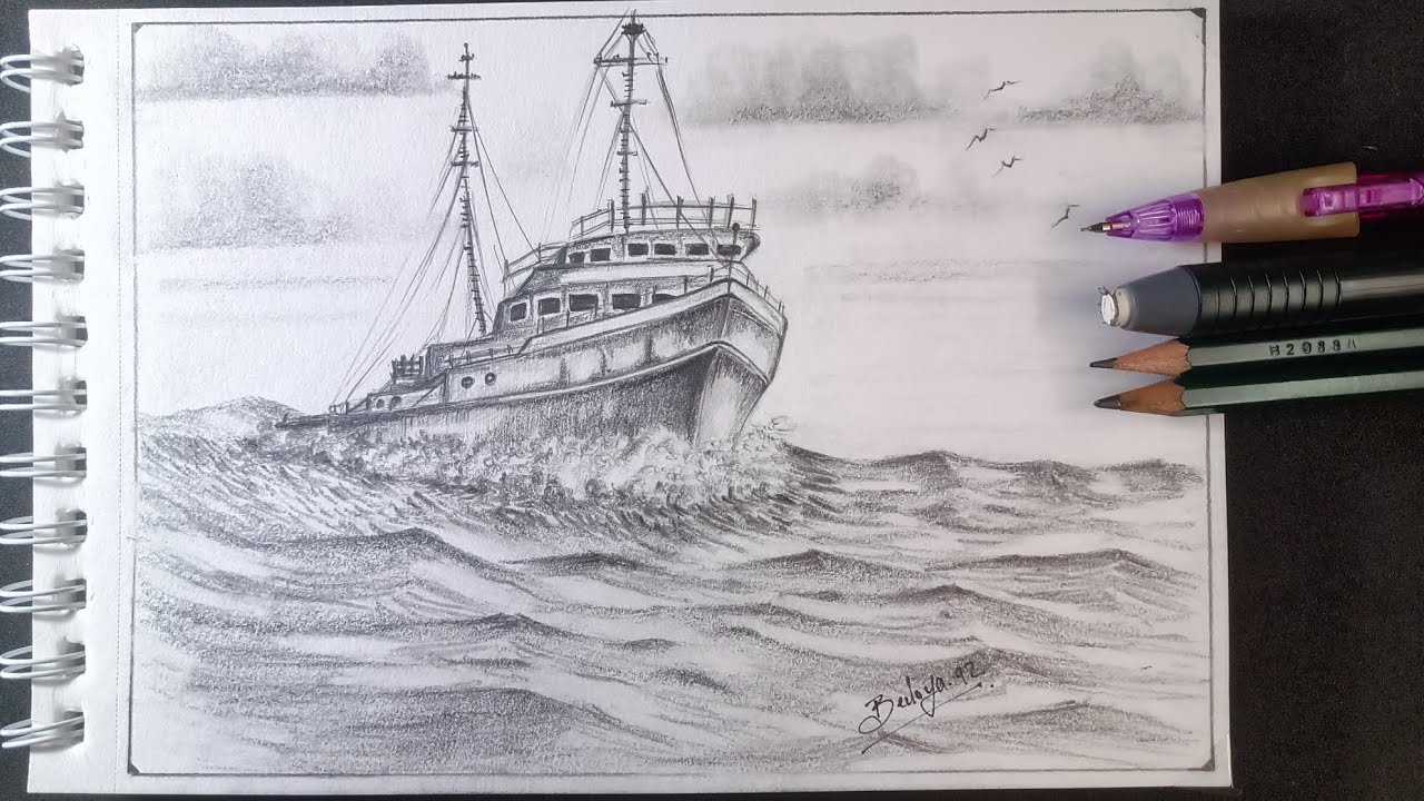Dibujos a Lápiz #14 -  Dibujando un barco con lápices de grafito paso a paso.
