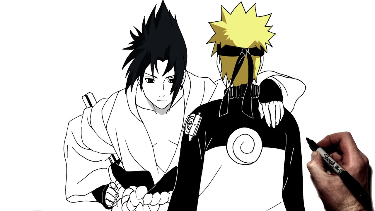 How To Draw Naruto & Sasuke (Reunion) | Step By Step | Naruto