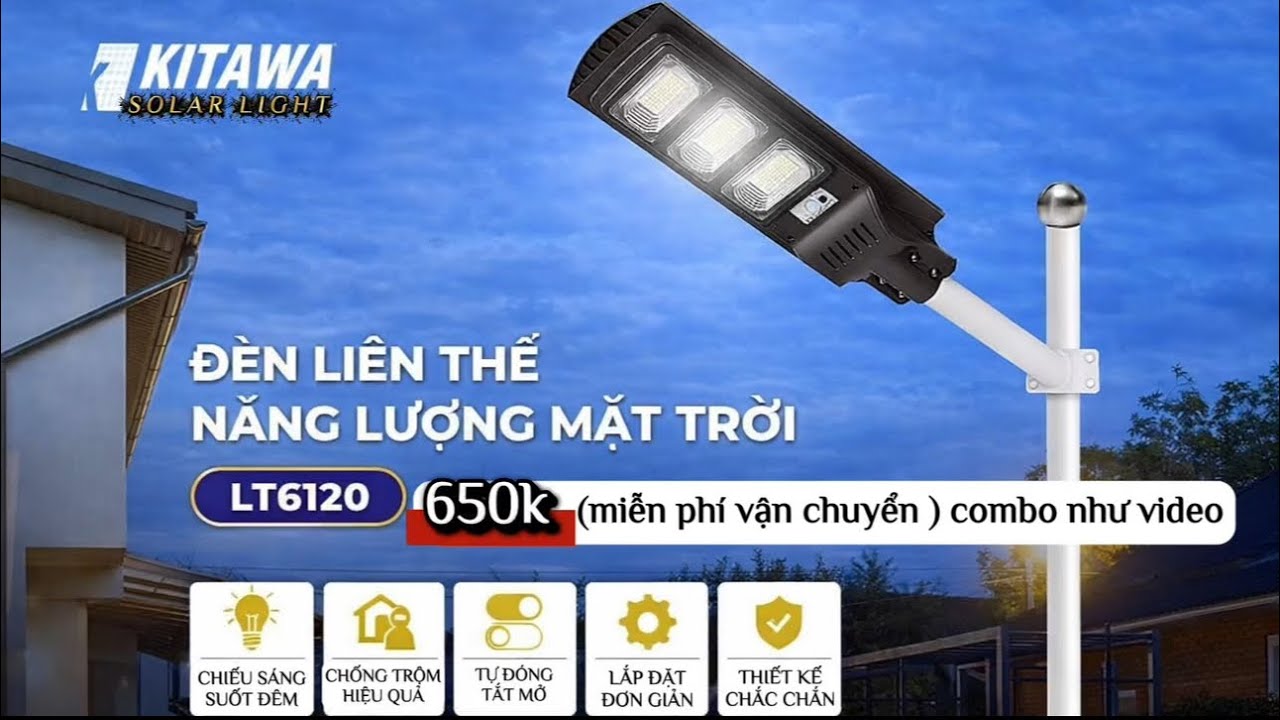 Đèn Đường Năng Lượng Mặt Trời Liền Thể LT6120 Nhiều Khoang Kitawa | #kitawa #dennangluongkitawa