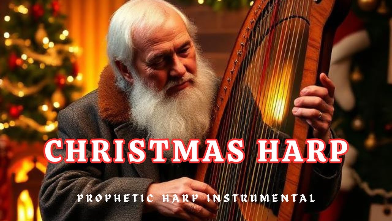 Christmas Harp Instrumental Music & Cozy Coffee Shop Ambience 🎄Smooth Harp Music For Relaxing 