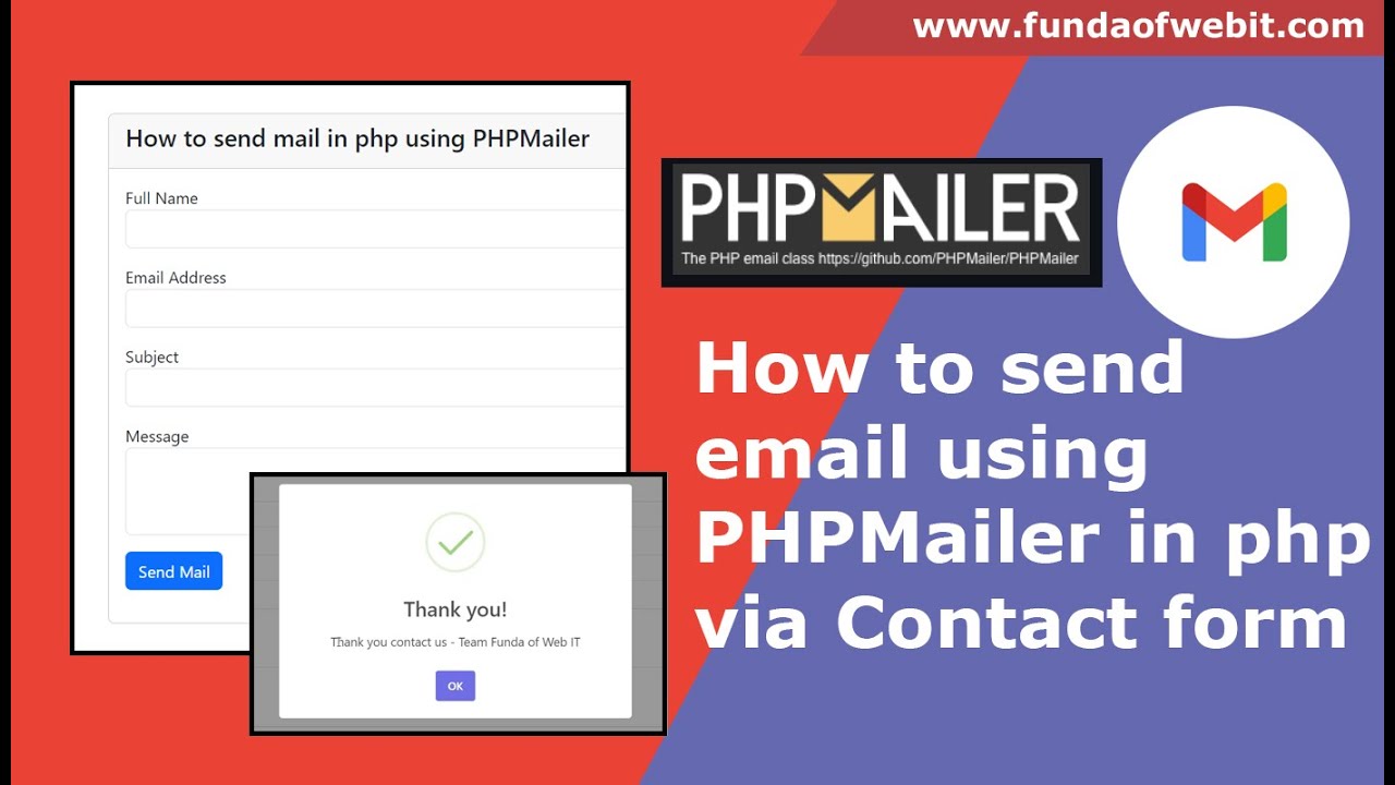 Как отправить электронное письмо с помощью PHPMailer в PHP через контактную форму - SMTP-сервер G...