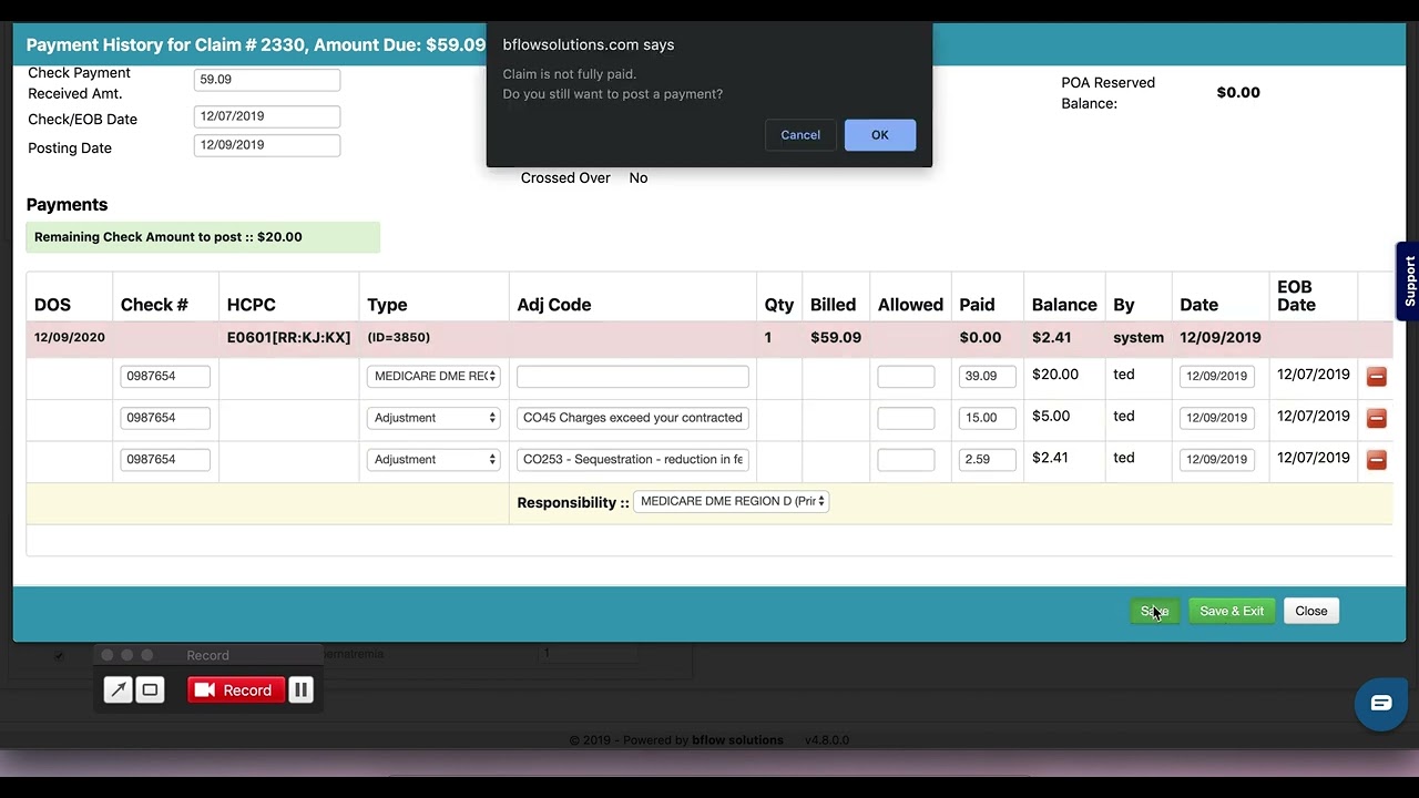Manual claim payment posting