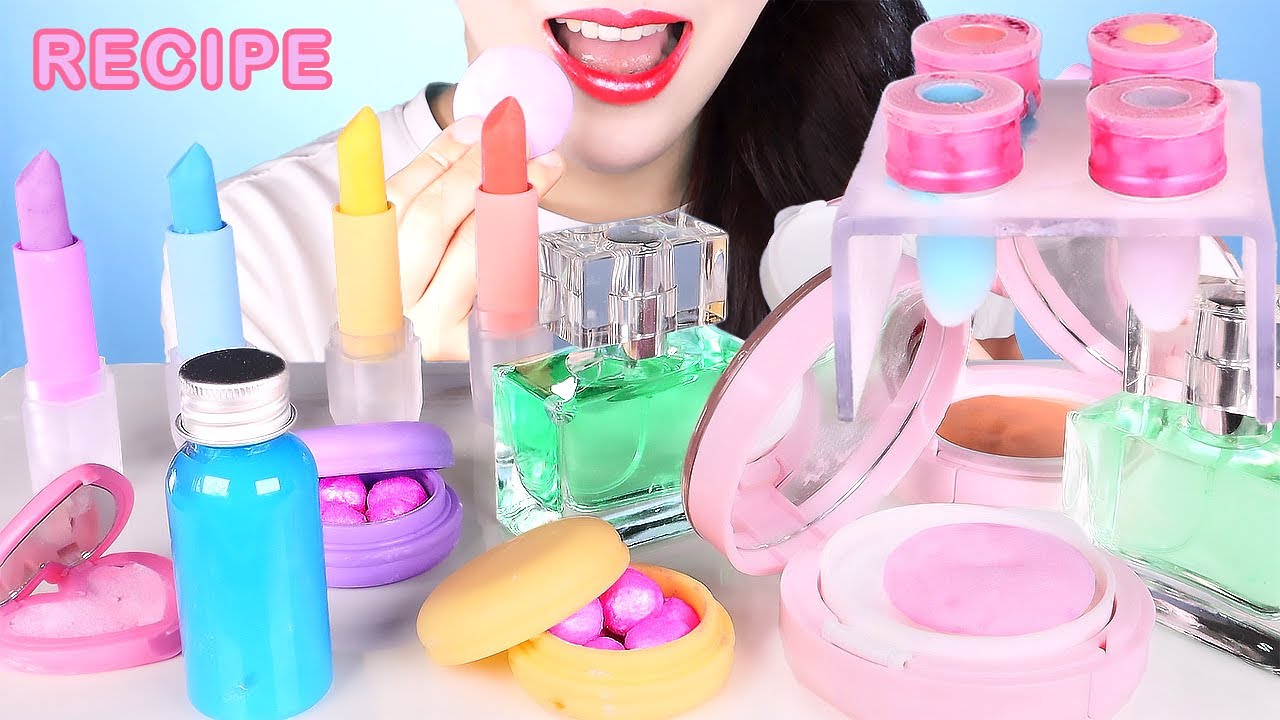 ASMR💄HOW TO MAKE EDIBLE COSMETICS *EDIBLE LIPSTIC 먹는 화장품 만들기, 먹는 쿠션파운데이션, 먹는 립스틱, 먹는 섀도우 만들기 MUKBANG