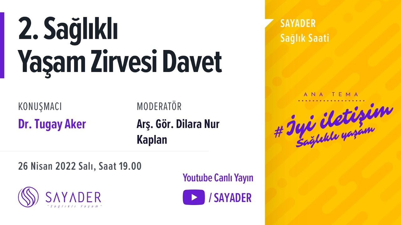 2. Sağlıklı Yaşam Zirvesi Davet - Dr. Tugay Aker - SAYADER