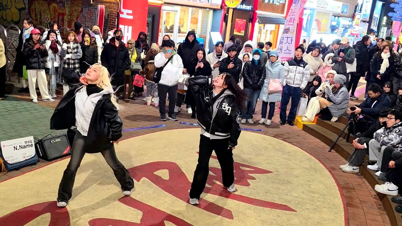 [STREET ARTIST] YU KAGAWA & SEOHEE. INTERACTIVE HONGDAE BUSKING. 250210.