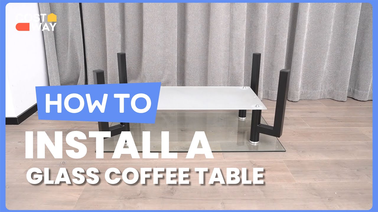How to Install the Rectangular Glass Coffee Table with Metal Tube Legs | HV10316 #costway #howto
