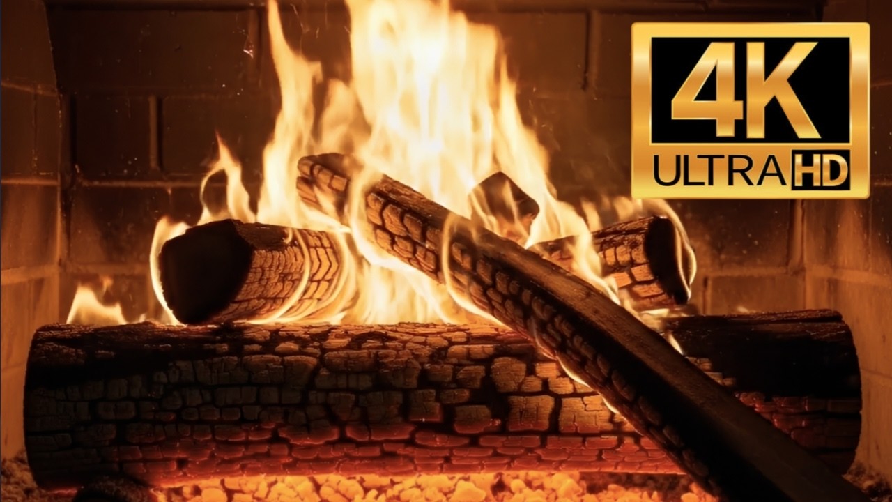 Fireplace 4K Ultra HD | Cozy Winter Fire for Stress Relief ❄️🔥