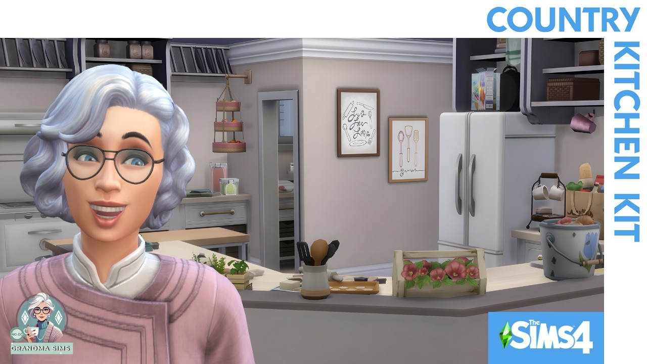Country Kitchen Kit Room Build (No Packs!) + Kitchen Clutter Kit | Sims 4