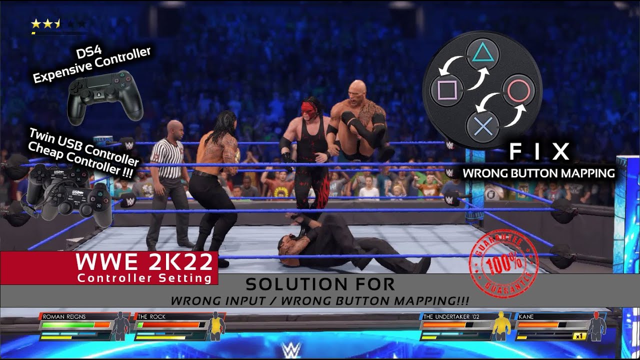WWE 2K22 - New Controller Fix 2022 (DS4 Windows, xOutput, x360ce, Steam Controller) Button Mapping !