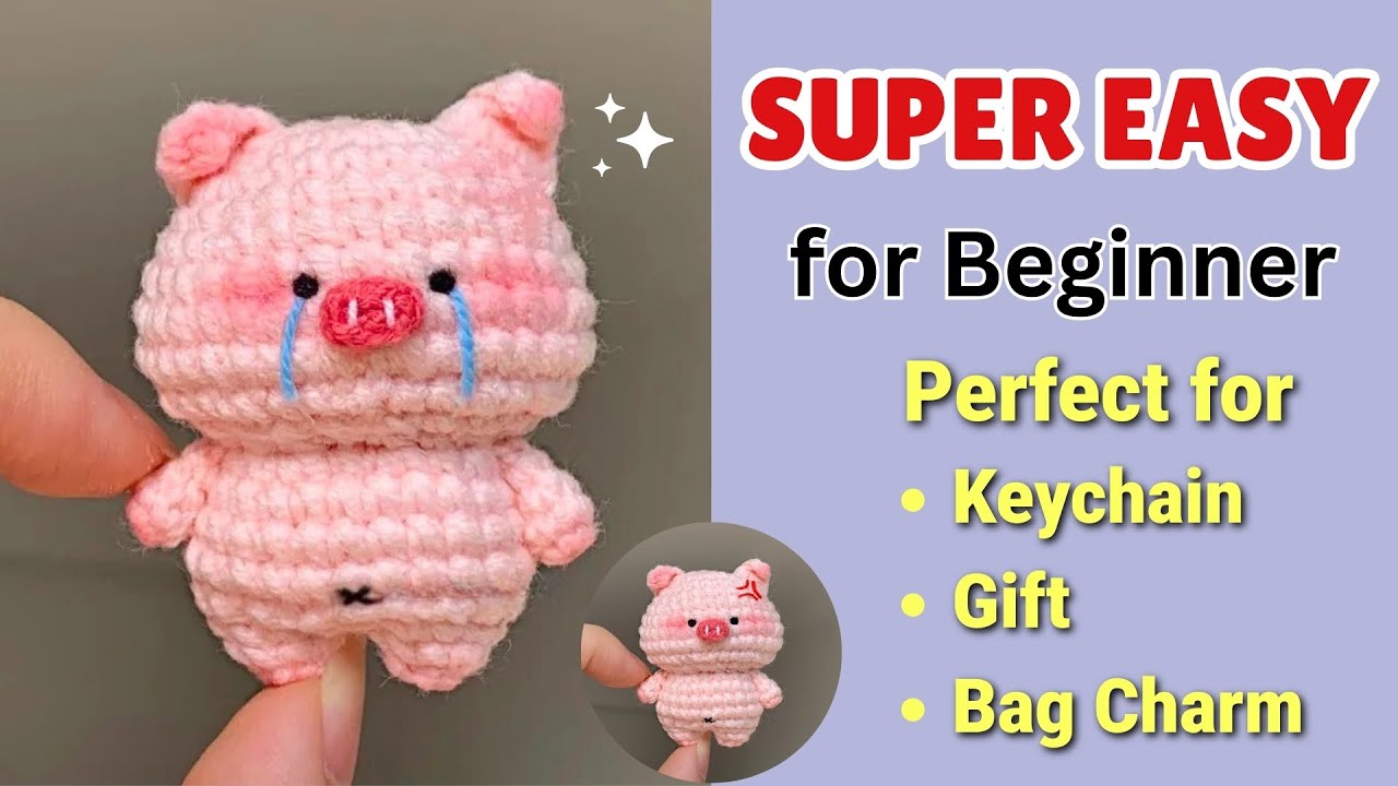 How to Crochet a Chubby Pig for Bag Charm | Beginner Friendly Keychain