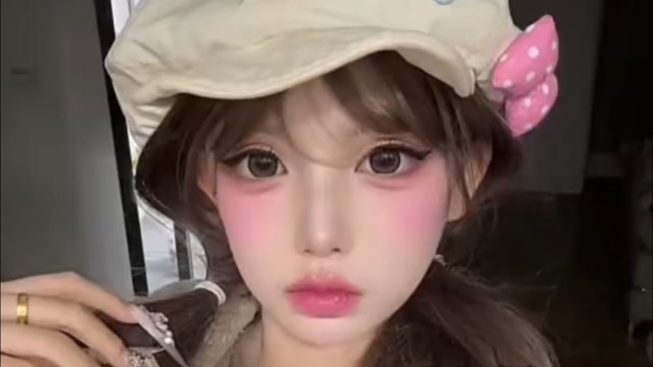 Soft Pink Doll-Like Makeup | Big Eyes, Glass Skin & Cute Blush Transformation!!!!💖👩🏻‍🦲